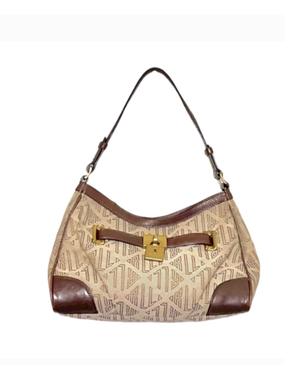 Lauren Ralph Lauren 1967 Signature Purse Shoulder Brown green label y2k vintage